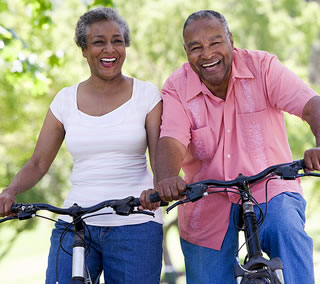 healthy seniors on bikes