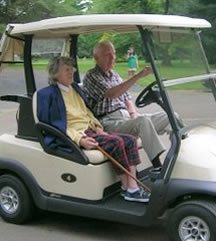 mom in golf cart