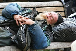 homeless on bench