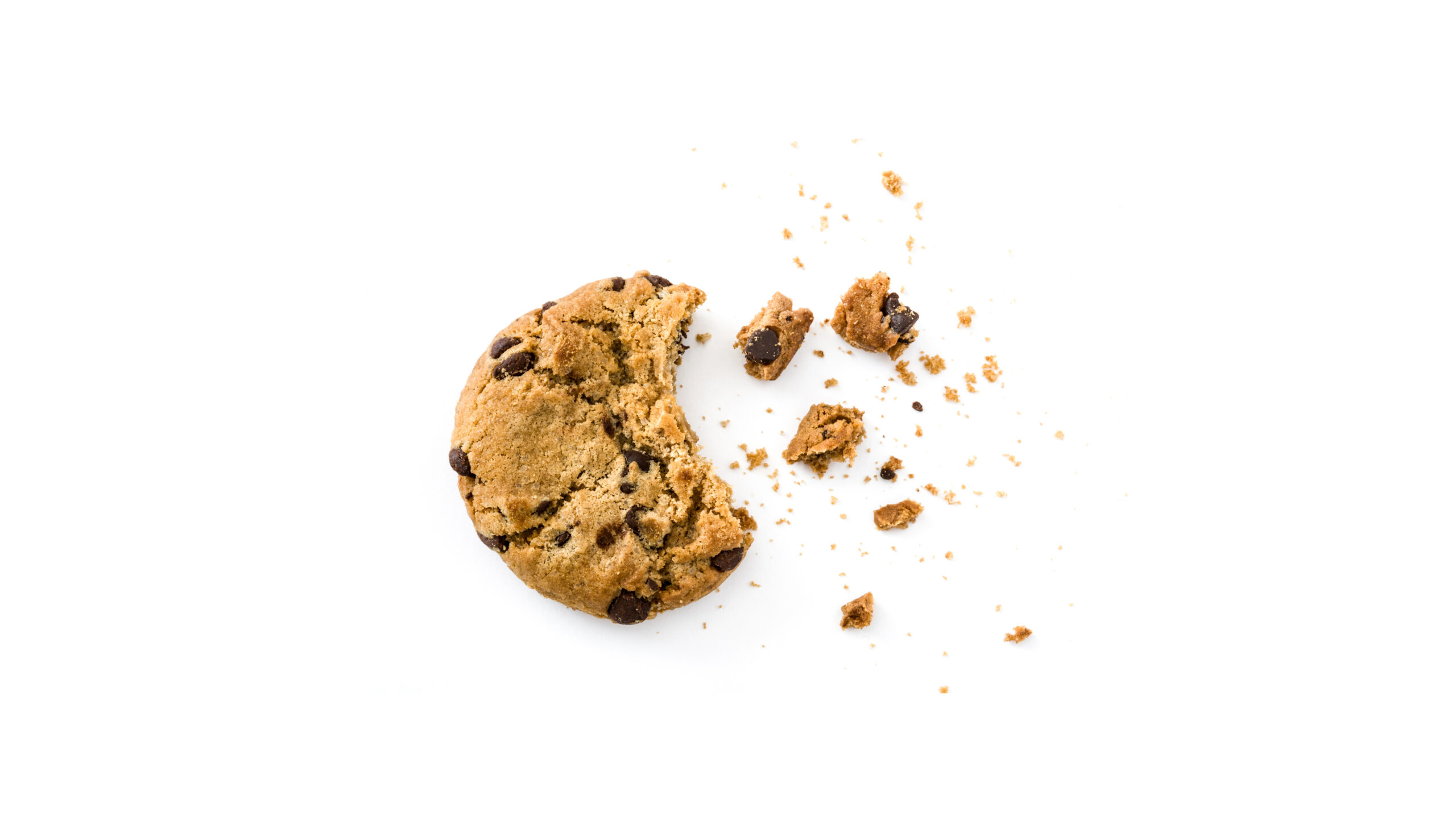 chocolate chip cookie and crumbs