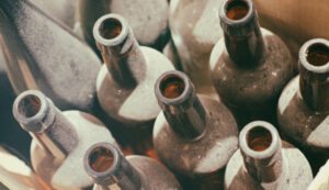 dusty wine bottles