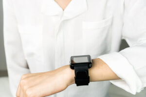 digital watch on wrist