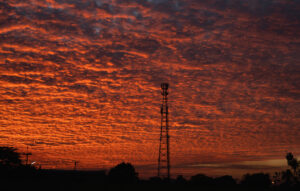 radio tower at night